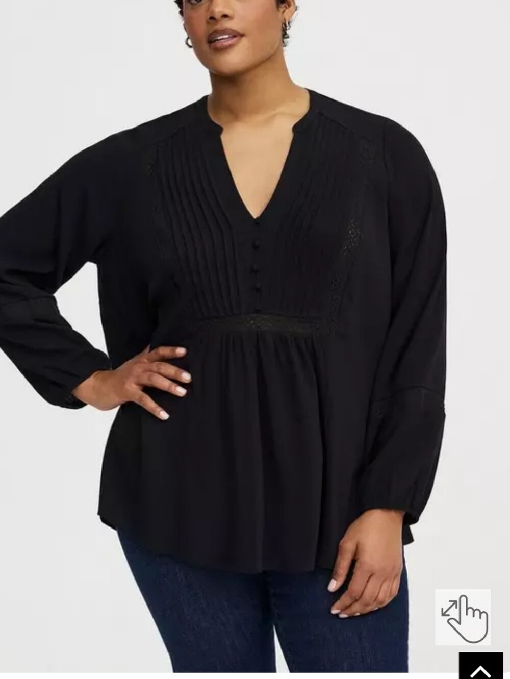 🆕️🖤 TORRID BLACK CRINKLE GAUZE PINTUCK BLOUSE🖤